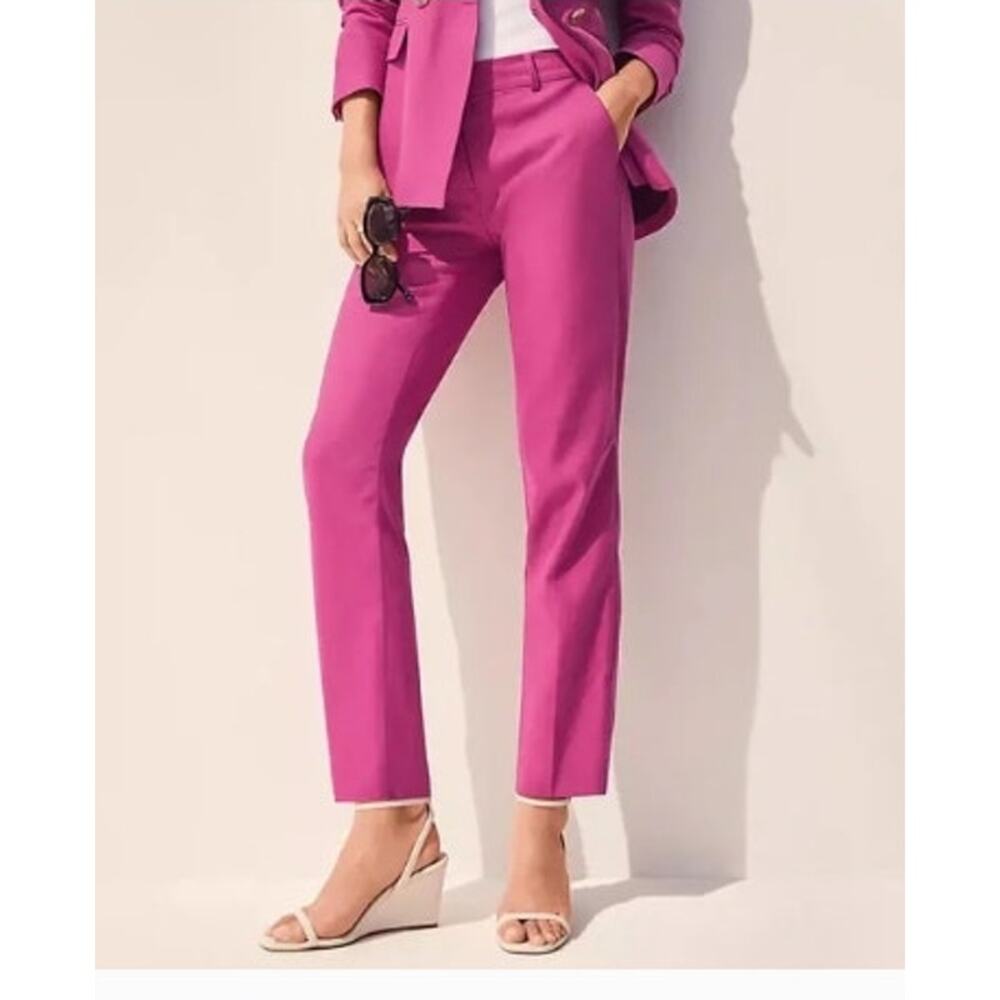 New NWT Loft The Riviera‎ Slim Pant Cotton Linen Blend Trouser Pants Purple 12